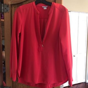 Dalia collection coral blouse with silver zipper